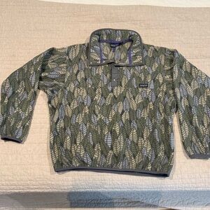 RARE Vintage Patagonia Spring ‘92 Snap T Leaf Print Synchilla Fleece